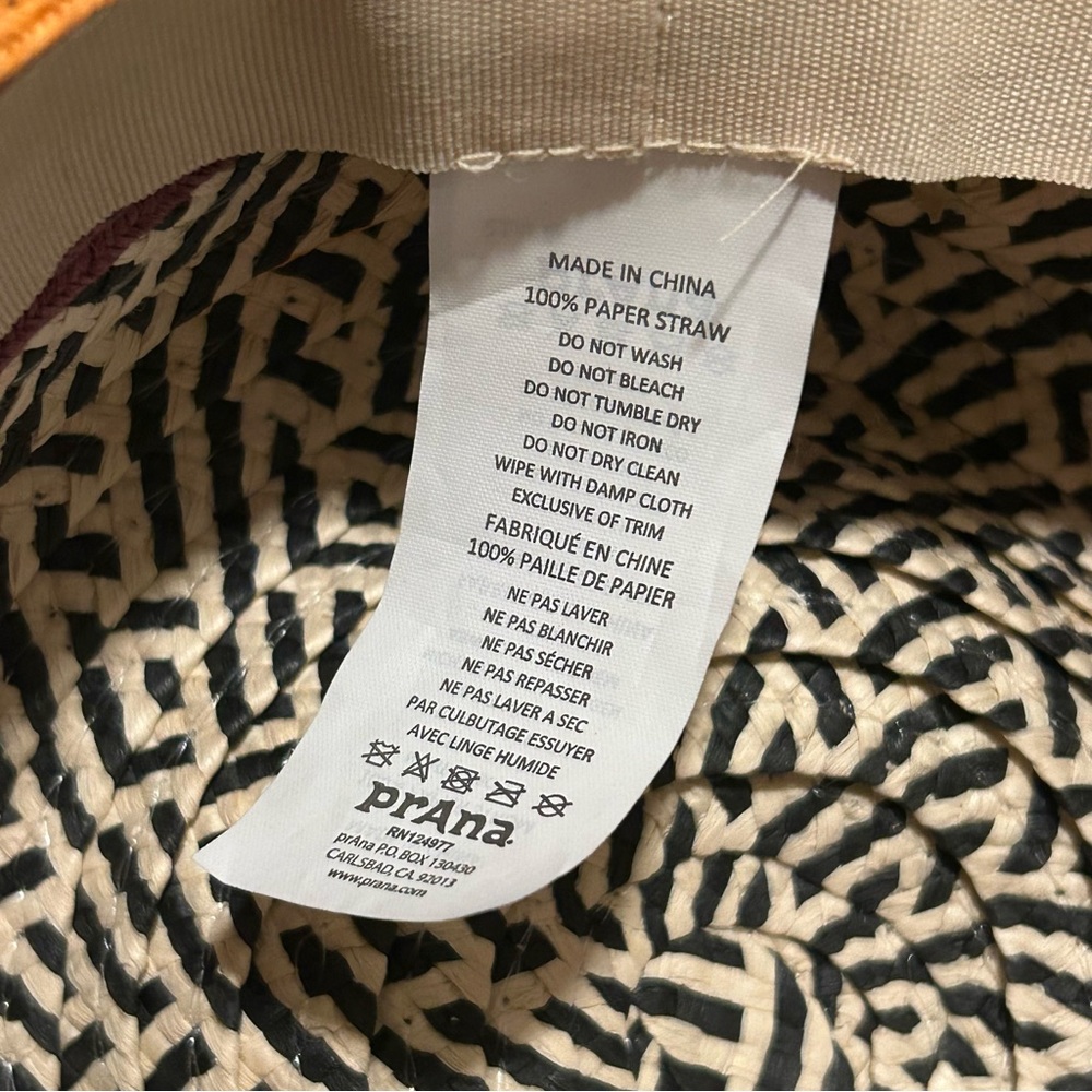 PRANA Dora Sun Hat Women's One Size 100% Paper Straw Strap Wide Brim Outdoor Cap - Picture 7 of 7